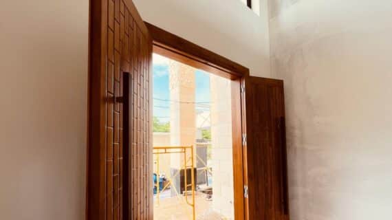 Jual Pintu Jati Jepara Kupu Tarung Motif Susunan Bata Architrave Tingkat