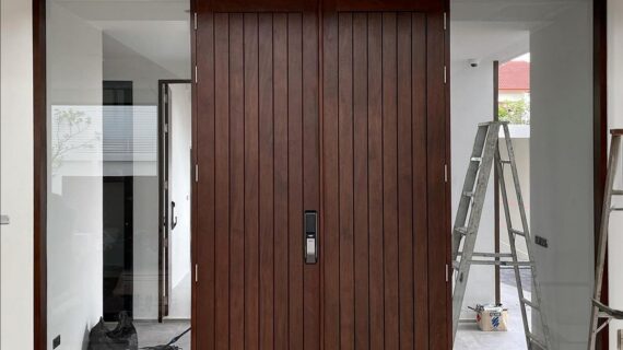 Jual Pintu Kayu Jati Kupu Tarung Kusen Gendong 2 Jendela