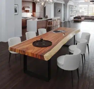 meja makan kayu modern 